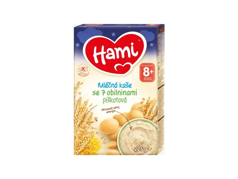 Hami mliečna kaša so 7 obilninami piškótová (od ukonč. 8. mesiaca) (inov.2020) 1x225 g