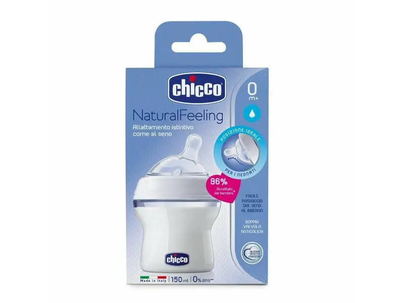 Chicco Natural Feeling detská dojčenská fľaša biela 150ml, od 0m+