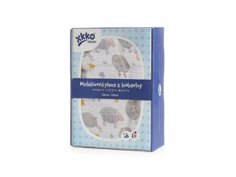 XKKO Organic Biobavlnená plienka 120x120, Dreamy Sheeps