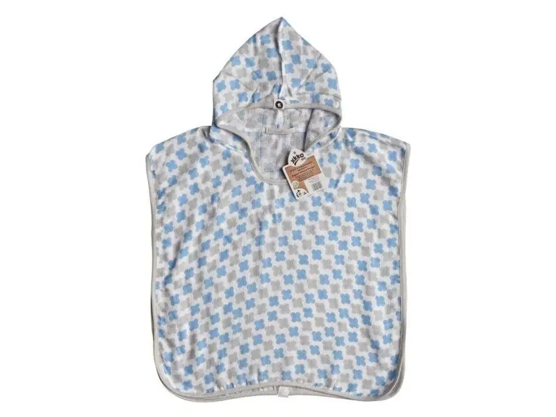 XKKO BMB Scandinavian Cross Bambusové pončo, baby blue, veľ. 1,  1-2roky