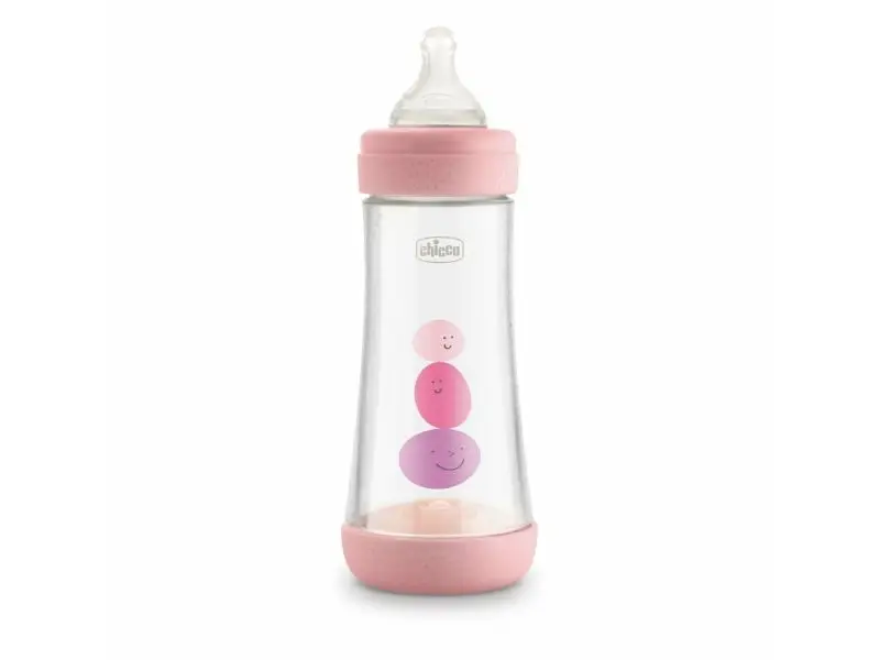 Chicco Perfect 5, Dojčenská antikoliková fľaša, 300ml, ružová, 4m+