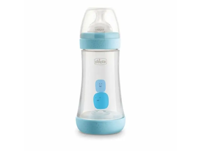 Chicco Perfect 5, Dojčenská antikoliková fľaša, 240ml, modrá, 2m+