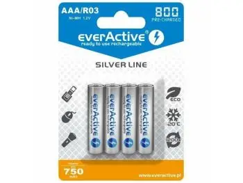 everActive SILVER LINE R03 / AAA, Nabíjateľné Ni-MH 800 mAh batérie, 4ks