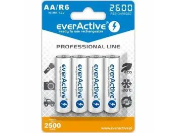 everActive PROFESSIONAL LINE R6 / AA, Nabíjateľné Ni-MH 2600 mAh batérie, 4ks