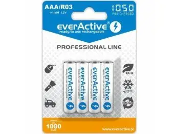 everActive PROFESSIONAL LINE R03 / AAA, Nabíjateľné Ni-MH 1050 mAh batérie, 4ks