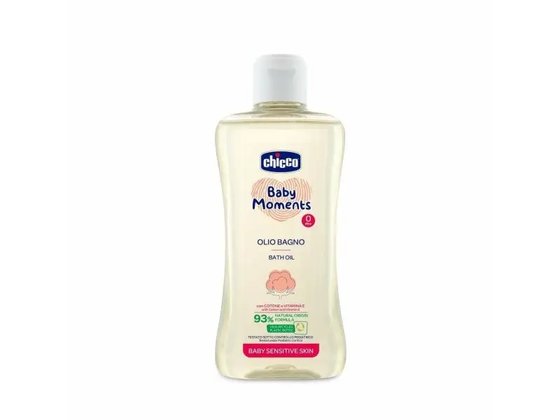 Chicco Baby Moments, Olej do kúpeľa s bavlníkovým olejom, 200ml, od 0m+