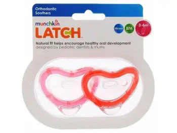 MUNCHKIN LATCH  Set silikónových cumlíkov, od 3m+, 2ks, červená/ružová