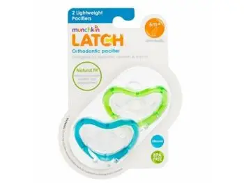 MUNCHKIN LATCH  Set silikónových cumlíkov, od 6m+, 2ks, zelená/modrá