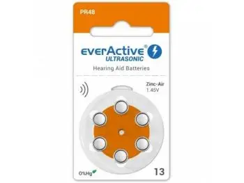 everActive Ultrasonic 1,45 V Náhradné batérie do načúvacích prístrojov, veľkosť 13, 6ks