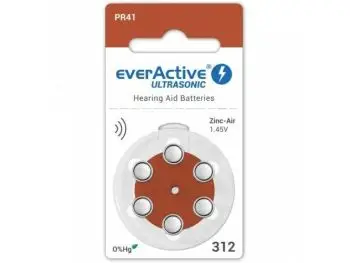 everActive Ultrasonic 1,45 V Náhradné batérie do načúvacích prístrojov, veľkosť 312, 6ks