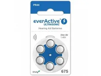 everActive Ultrasonic 1,45 V Náhradné batérie do načúvacích prístrojov, veľkosť 675, 6ks