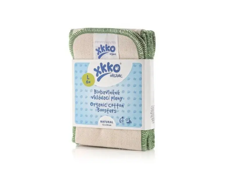 XKKO Organic Twill - Natural, Vkladacie plienky, veľkosť L (6ks)